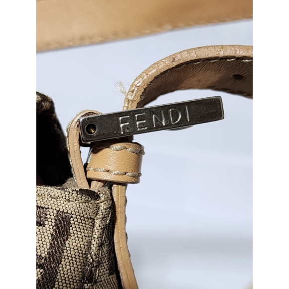 Fendi Zucchino Canvas Mamma Forever Shoulder Bag Brown/Beige - Picture 11 of 14